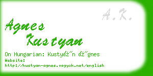 agnes kustyan business card